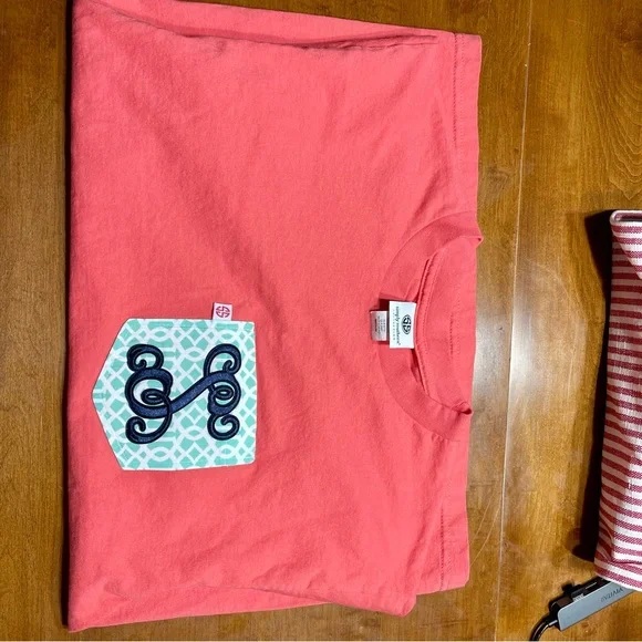 Simply Southern- Coral T-Shirt w/ Embroidery Pocket - Picture 3 of 7